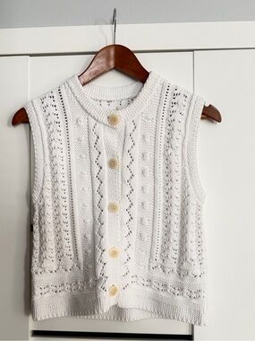 Bamford White Knit Button-Front Sweater Vest